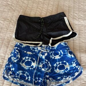 2 J. Crew Black and Blue Tie-Dye Athletic Shorts Duo